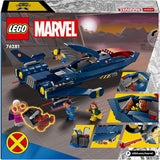 LEGO Marvel X-Jet X-Men budują model samolotu z figurkami, w tym Wolverine'a i Rogue'a. Zabawka superbohatera dla dzieci na prezent dla chłopców i dziewcząt w wieku 8 lat 76281 Zestawy do budowania Beuche den LEGO-Store