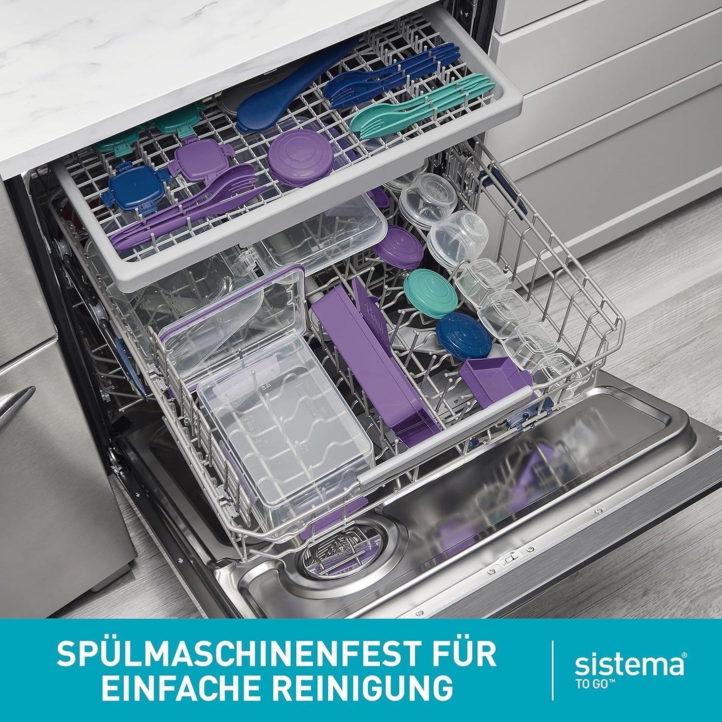 System pojemników na lunch Bento Box TO GO z przegródkami | Pudełko na lunch o pojemności 1,25 l z pojemnikiem na jogurt/owoce | dla dzieci i dorosłych l | Bez BPA Minty Teal [21685-8T], miętowo-zielone Pudełka do przechowywania żywności Naty Shop