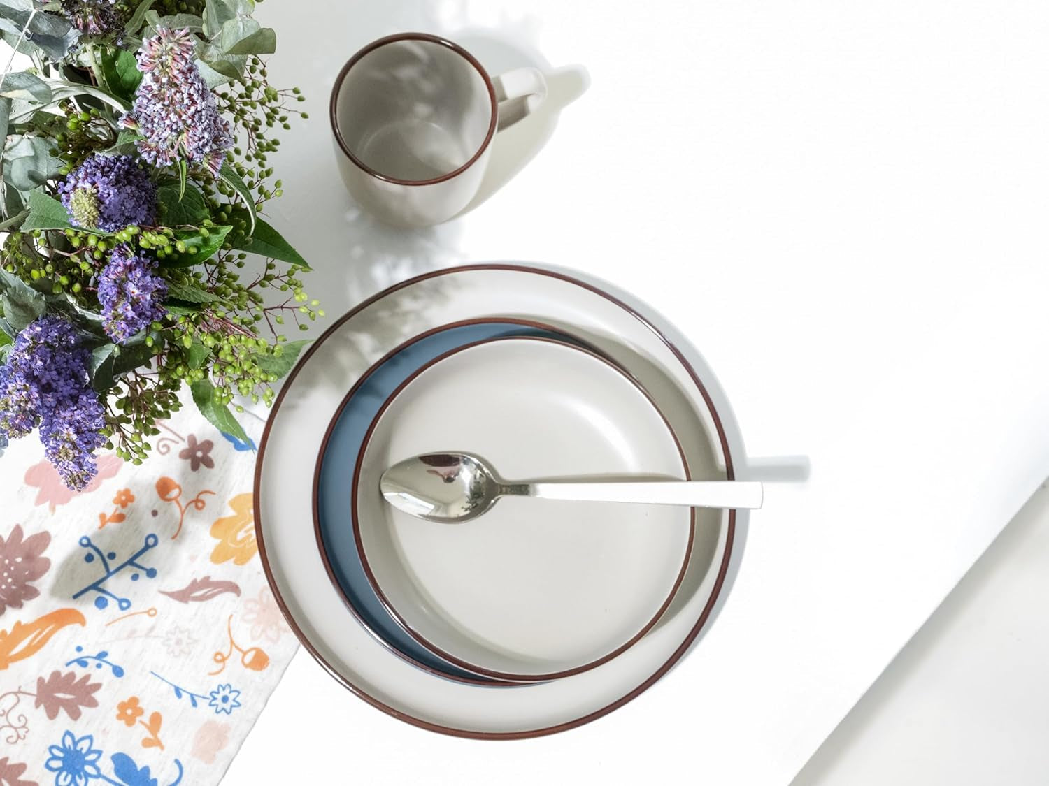CreaTable, 21016, seria Modern Scandic niebiesko-szara, 16-częściowy zestaw naczyń obiadowych, usługa łączenia porcelany, można myć w zmywarce i używać w kuchence mikrofalowej, produkcja wysokiej jakości