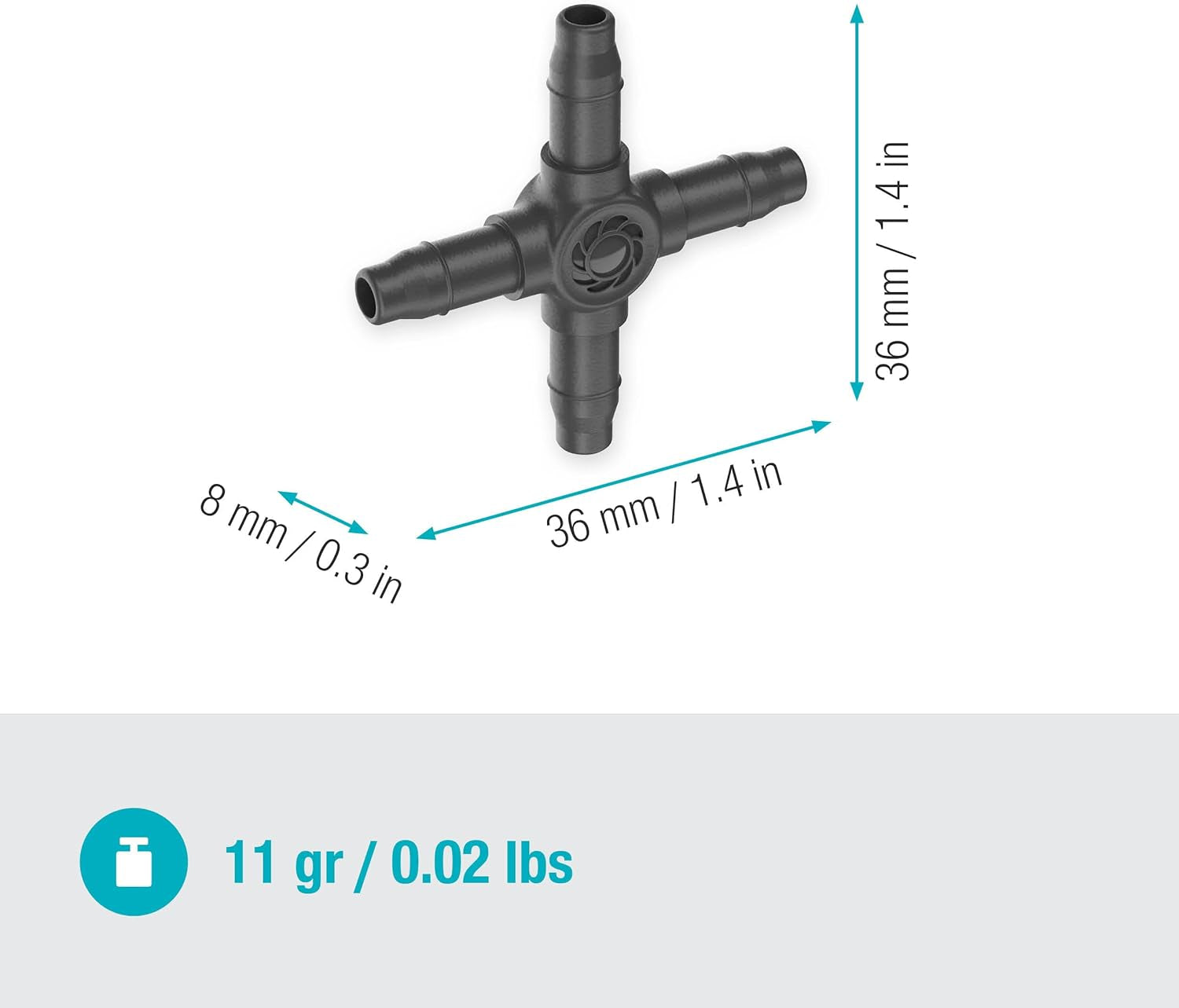 Gardena Micro-Drip-System - Przyłącze krzyżowe 4,6 mm (3/16 cala): Akcesorium do odgałęzień i linii kroplujących, montaż bez załamań dzięki łatwej i elastycznej technologii połączeń (13214-20)