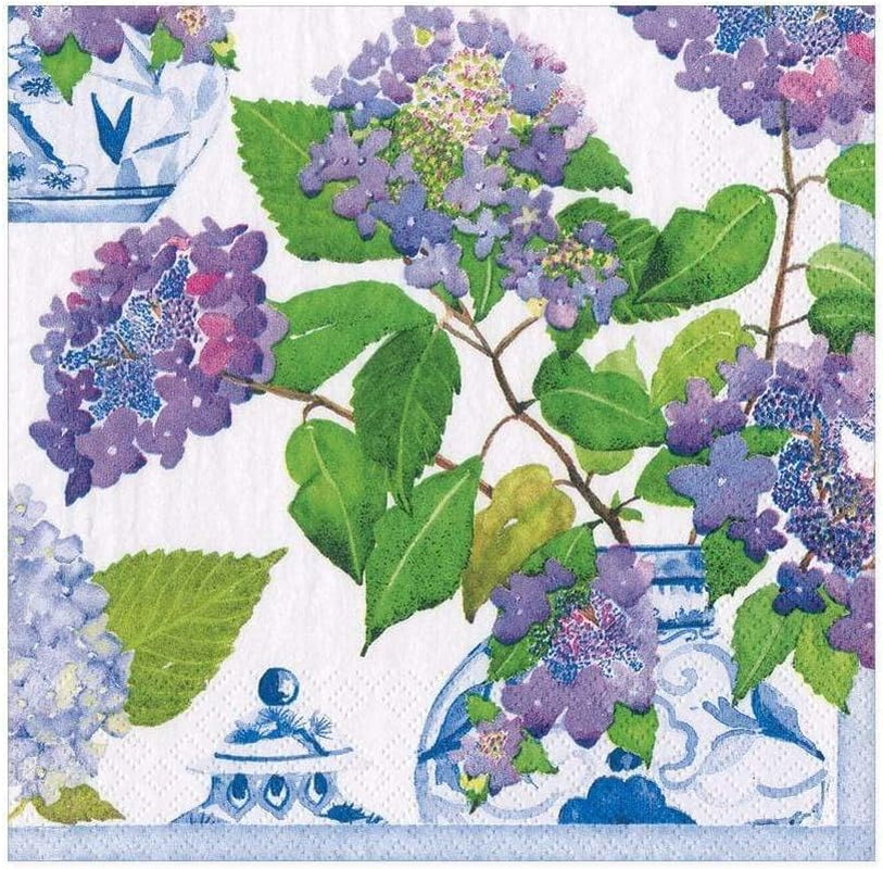 Serwetki papierowe, hortensje i porcelana po 20 sztuk w opakowaniu