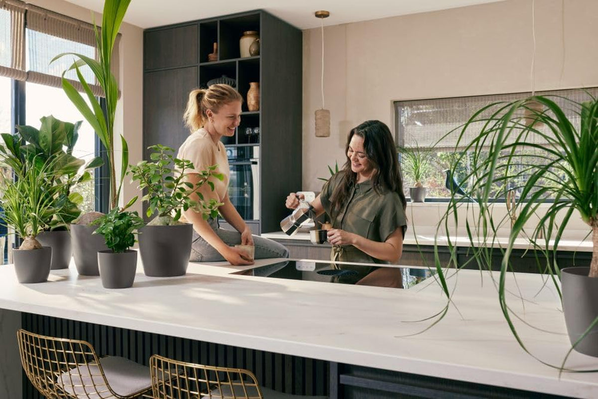 elho The Coffee Collection, okrągły garnek do użytku domowego, 18 cm, wykonany z fusów kawy i plastiku pochodzącego z recyklingu - brązowy/brąz espresso