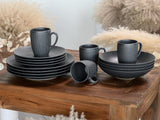 CreaTable, 20537, Vesuvio Black Series, 16-częściowy zestaw naczyń obiadowych, serwis łączenia porcelany, można myć w zmywarce i używać w kuchence mikrofalowej, wyprodukowano w Portugalii