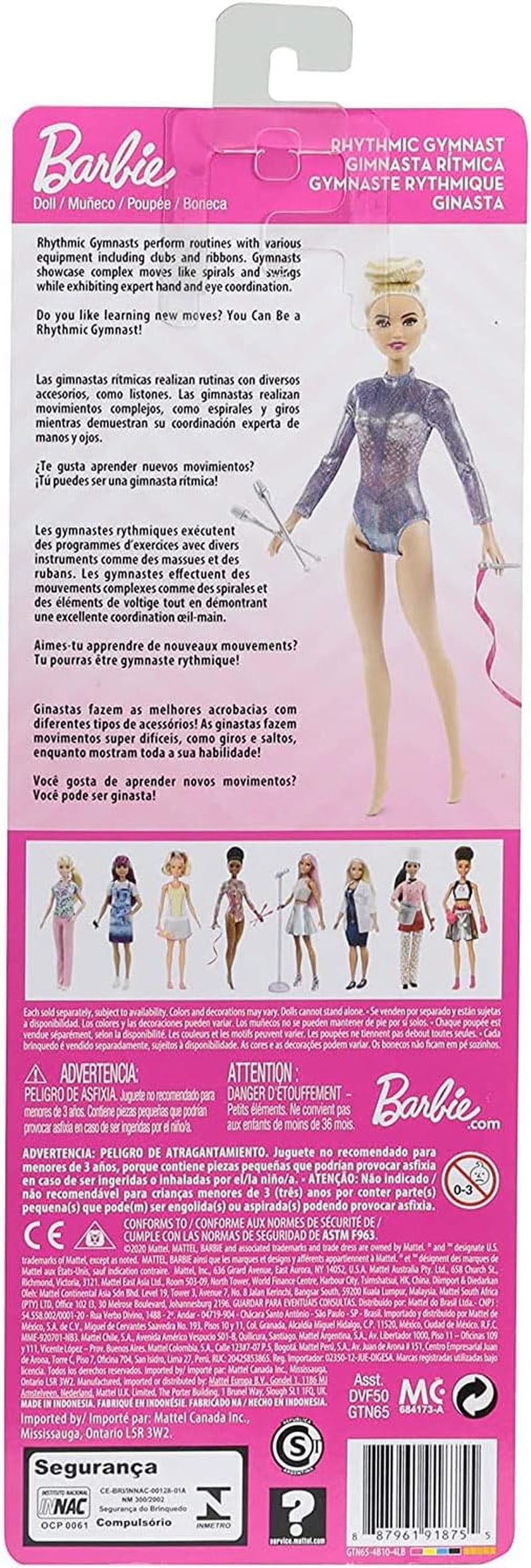 Barbie Możesz Być Kimkolwiek Seria Blond Włosy Akcesoria do Gimnastyki Rytmicznej W zestawie Lalka Prezent Dla Dzieci Wiek 3+ GTN65