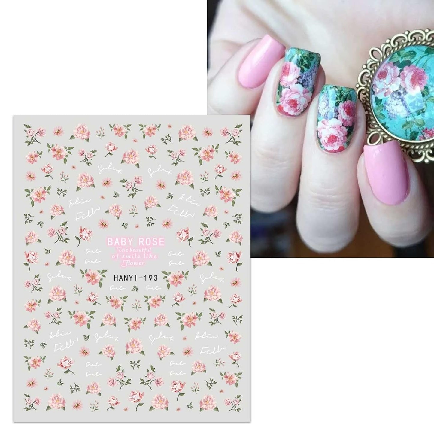 JMEOWIO Nagelsticker Blumen Frühling 9 Blatt Nail Art Naklejka Selbstklebend Nagelaufkleber Buntes Sommer Blumen Dekoration Nageldesign Zubehör