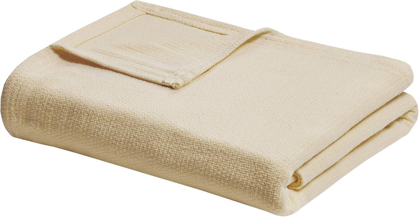 Madison Park Freshspun Wicker Twin Szary bawełniany koc i kołdry Madison Park King Yellow
