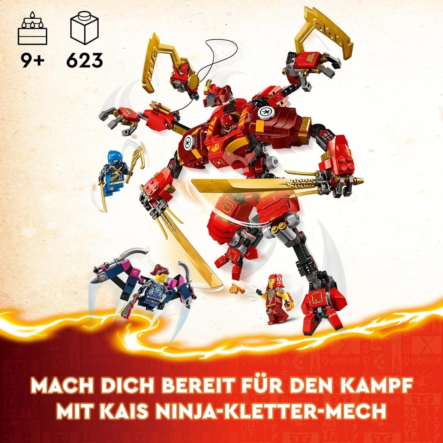 Zestaw LEGO NINJAGO Wspinający się mech ninja Kaia, zabawka ninja z figurką do zbudowania i 4 minifigurkami, zestaw przygodowy dla dzieci, prezent urodzinowy dla 9-letnich chłopców i dziewcząt 71812 Zestawy do budowania Szukaj sklepu LEGO