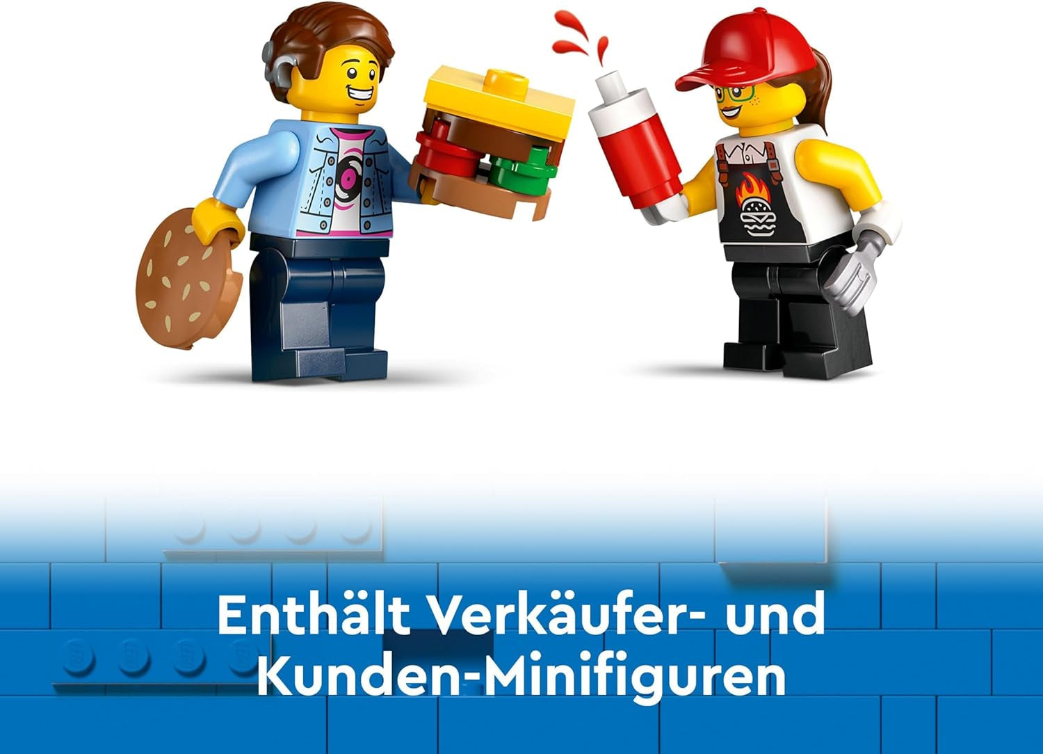 Zestaw LEGO City do budowania burgerowni z samochodzikiem dla 5-latków, minifigurką food trucka i akcesoriami, ciekawym prezentem dla chłopców i dziewcząt 60404 Zestawy do budowania Kup w sklepie LEGO