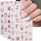 JMEOWIO Nagelsticker Weihnachten 6 Blatt Nail Art Naklejka Selbstklebend Nagelaufkleber Schneeflocke Winterurlaub Niedlich Dekoration Nageldesign Zubehör