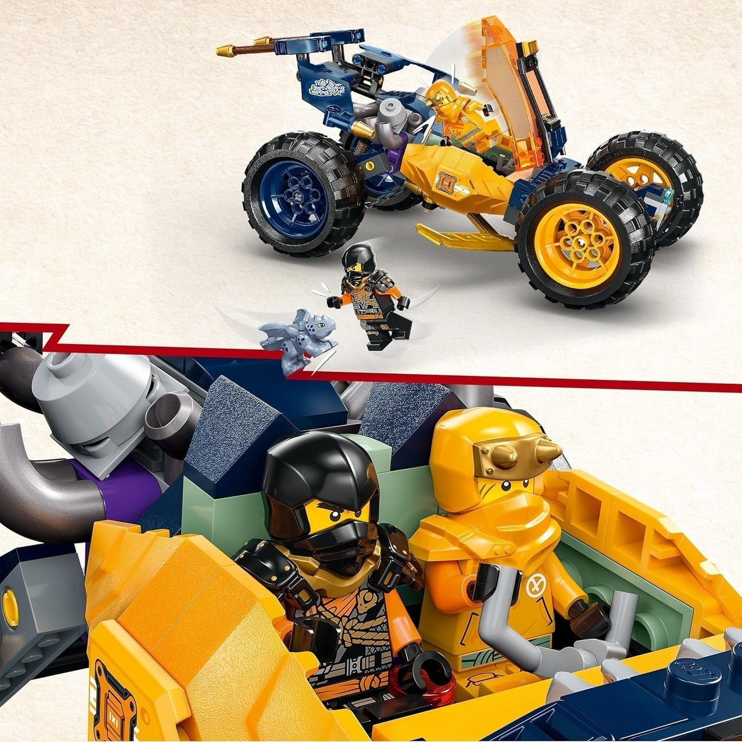 LEGO NINJAGO Terenowy wózek ninja Arina, zabawka ninja z samochodem, smokiem i 4 minifigurkami, zestaw przygodowy z modelem buggy dla dzieci, prezent urodzinowy dla chłopców i dziewcząt w wieku 7 lat 71811 Zestawy do budowania Szukaj sklepu LEGO