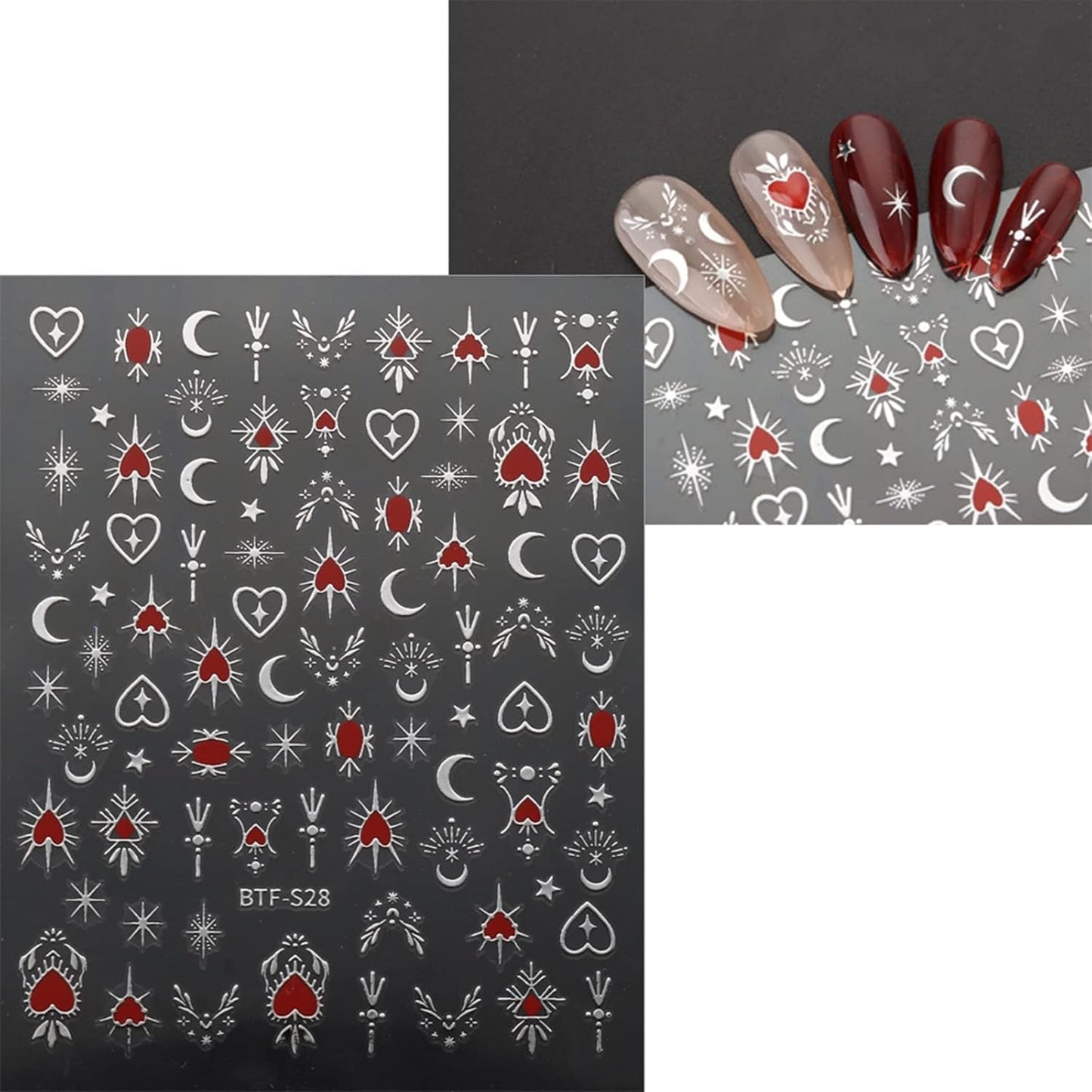 JMEOWIO Nagelsticker Mond Stern 9 Blatt Nail Art Naklejka Selbstklebend Nagelaufkleber Sonne Dekoration Nageldesign Zubehör