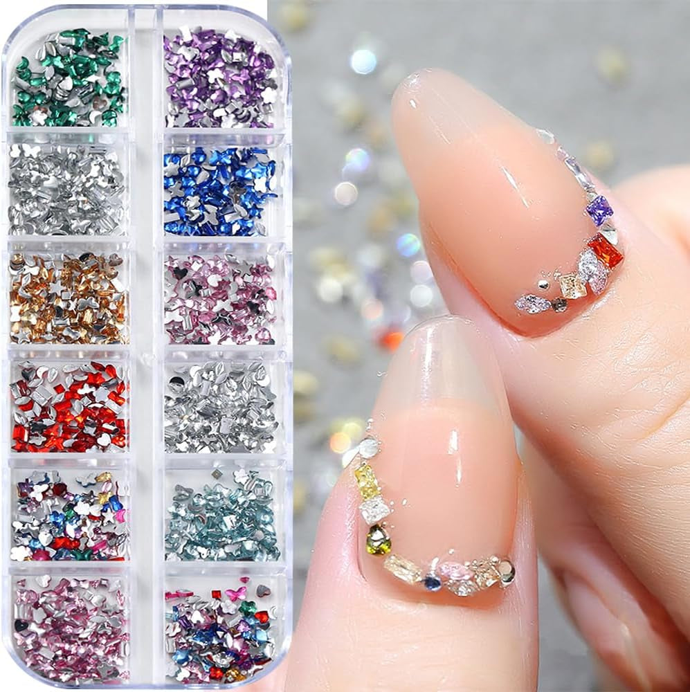 2000 sztuk Bunte Strasssteine ​​Nägel Glitzersteine ​​Nail Charms Nailart Edelsteine ​​Nagel Steine ​​Glitzer Steine ​​Nagel Charms Nägel Zubehör Kristalle Diamant Nageldesign Strass Nail Art Cyrkonie Klejnoty do paznokci