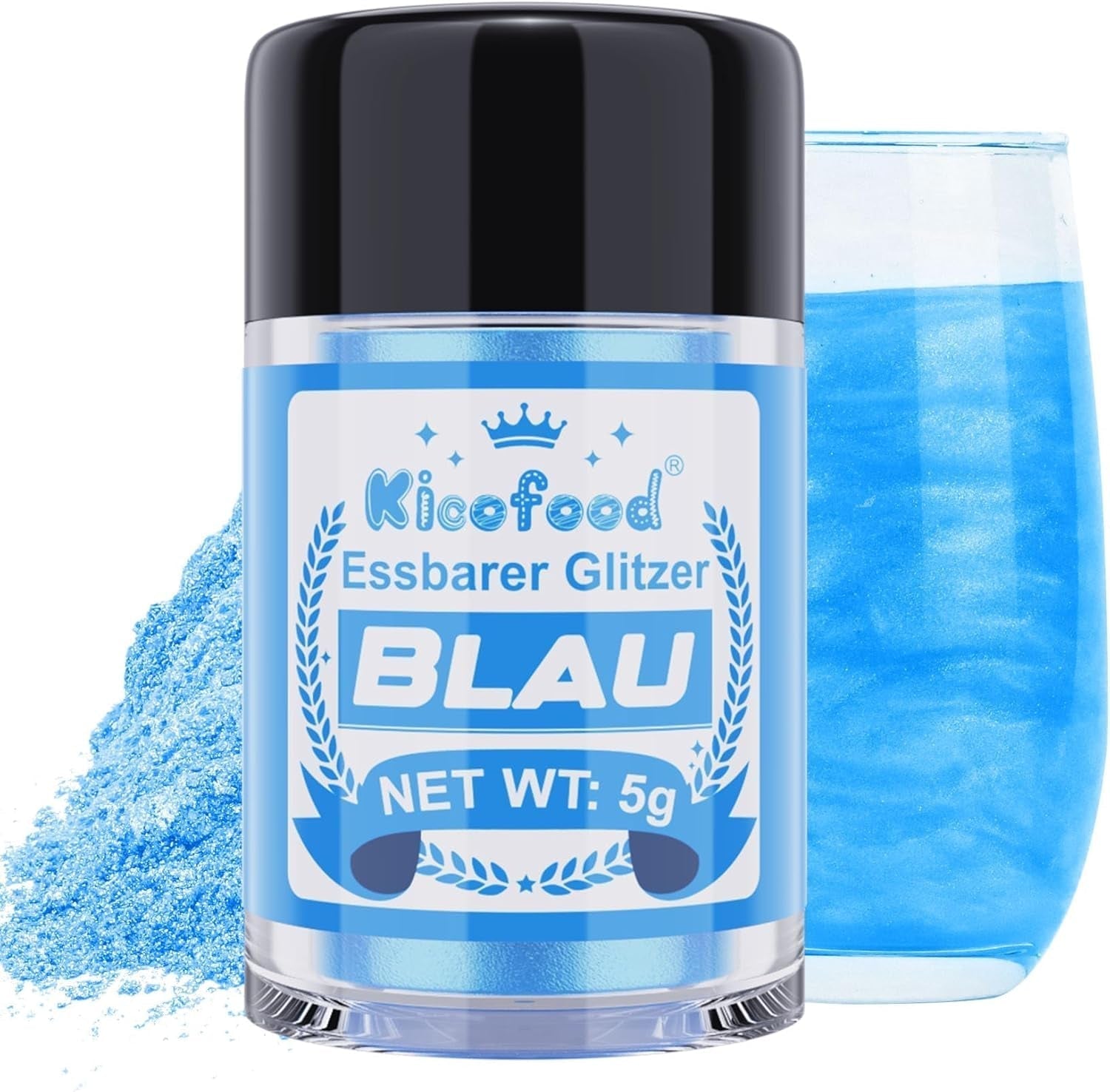 Kicofood, brokat jadalny, 5 gramów, różne kolory Glitter Naty Shop Blue