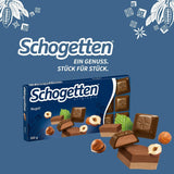 Tabliczka czekolady Schogetten Nougat 100g, pojedynczo porcjowana. Rozkosz. Kawałek po kawałku.