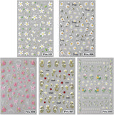 5 sztuk Geprägte Gänseblümchen Nagelsticker Selbstklebend Blumen Nagelaufkleber Gänseblümchen Schmetterling Nagel naklejka Nageldesign Aufkleber Nägel Zubehör Blume naklejka do paznokci kwiat naklejki do paznokci
