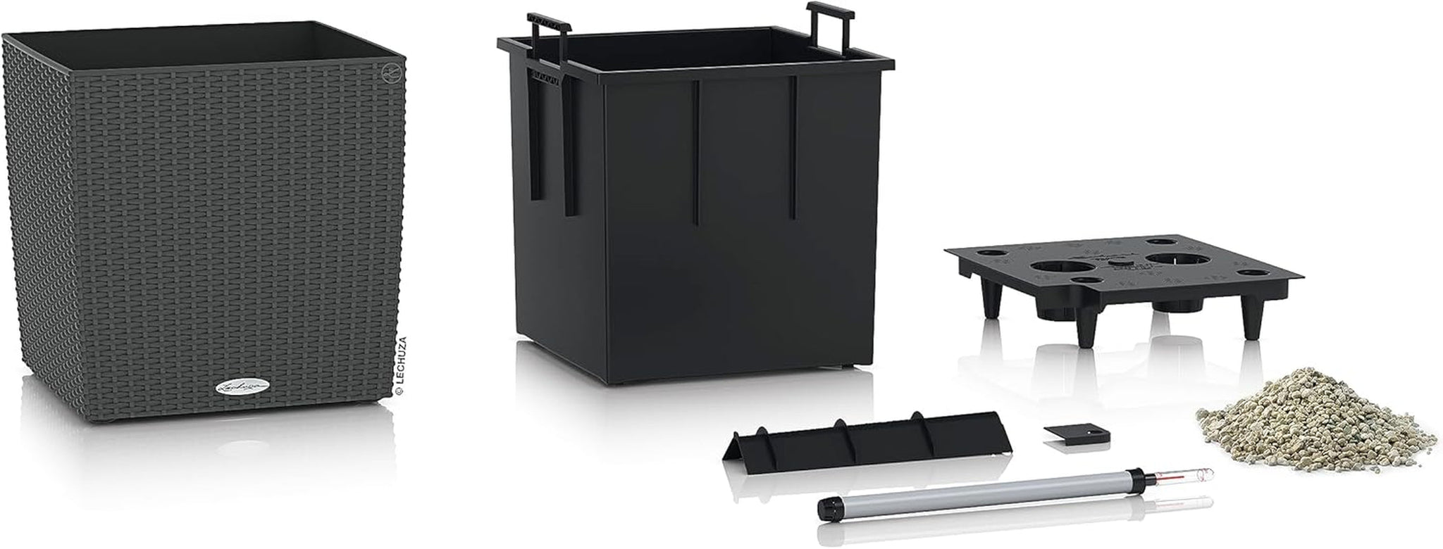 LECHUZA CUBE Domek 30 granitowy 15372