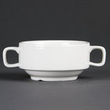Olympia Whiteware miski do zupy z uchwytami 400ml (6 sztuk) - można używać w piekarniku, kuchence mikrofalowej, zamrażarce i zmywarce C239