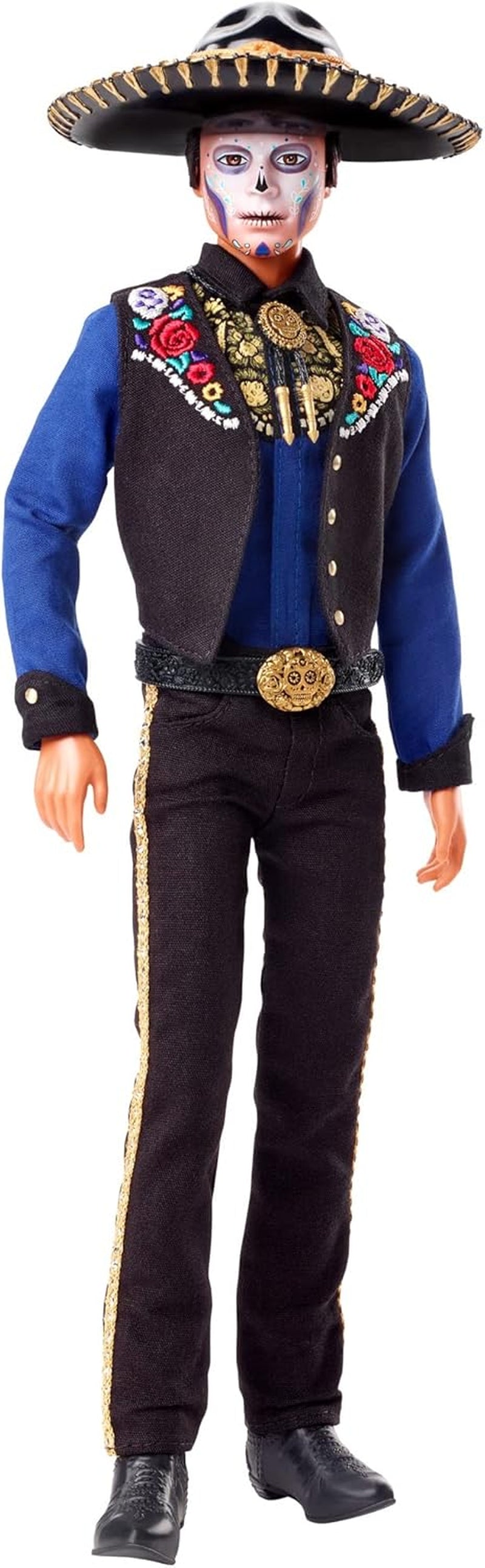Ken Barbie 2022 lalka Día De Muertos z koszulą, kamizelką i sombrero, farba do twarzy Calavera, prezent dla kolekcjonerów