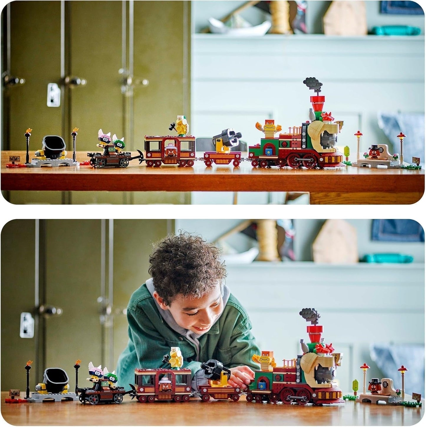 LEGO Super Mario Express Pociąg Bowser Zestaw przygodowy dla dzieci z młotkiem Brat 2 gumby i 2 parapunktury Prezent Nintendo dla chłopców Dziewczęta Gracze 71437 Zestawy do budowania Besuche den LEGO-Store