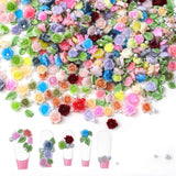 300 Stück Niedlich Blume Nail Charms, 3D Resin Floral Camelie Rose Nägel Charms Mit Perle, Gemischt Größe Bunte Flower Nägel Deko Für Frauen Nail Art Zubehör