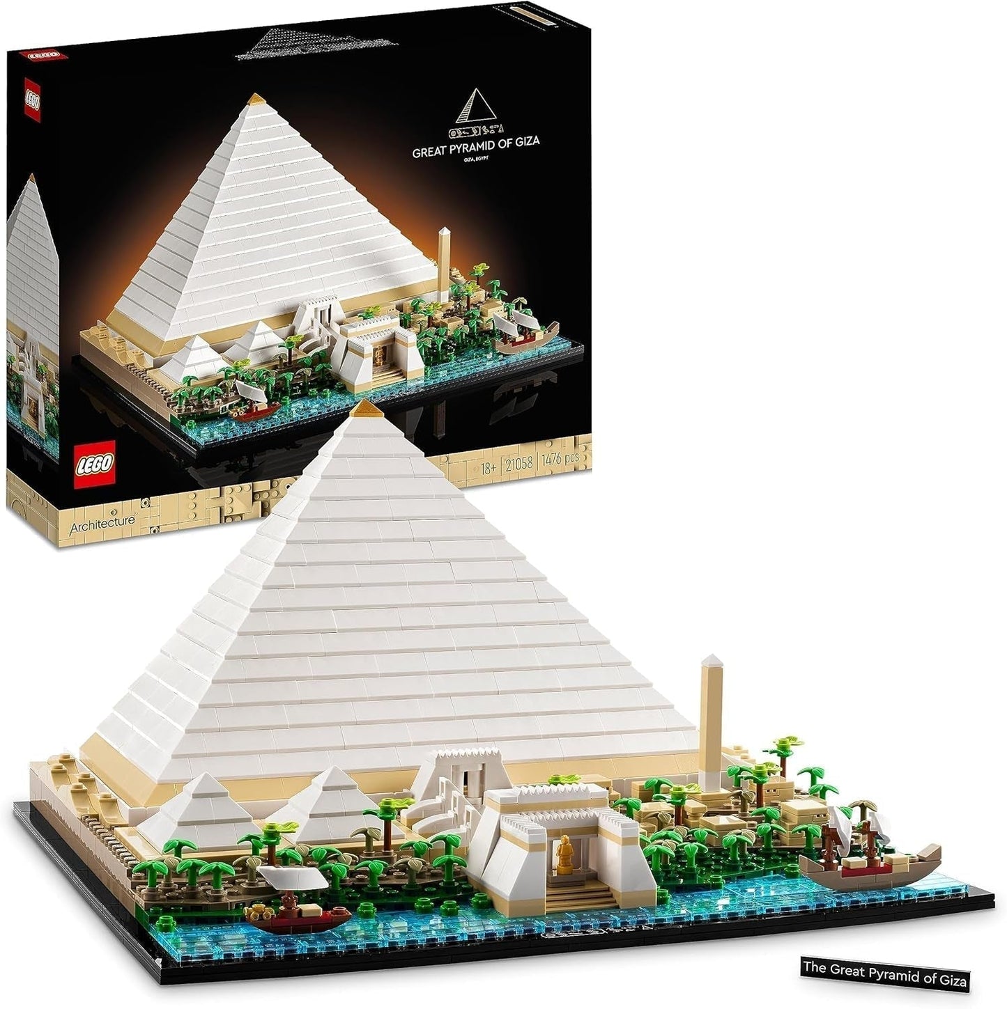 LEGO 21058 Architecture Zestaw do budowania piramidy Cheopsa do rękodzieła jako kreatywne hobby, pomysł na prezent dla dorosłych, mężczyzn, kobiet, matki, ojca, aktywności twórczej, zestawy do budowania z kolekcji słynnych punktów orientacyjnych Besuche den LEGO-Store Single