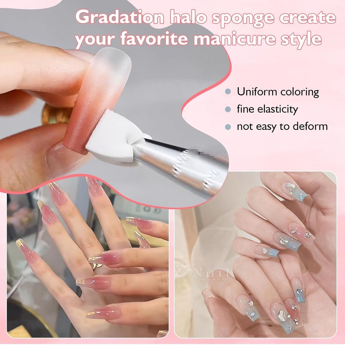 200 Stück Nail Art Schwamm Mit Metallgreifer,Nagelkunst Rendering Werkzeuge Mit Greifer,Gąbka Nagel Pinsel,Nageldesign Zubehör Für Nail Art Rendering