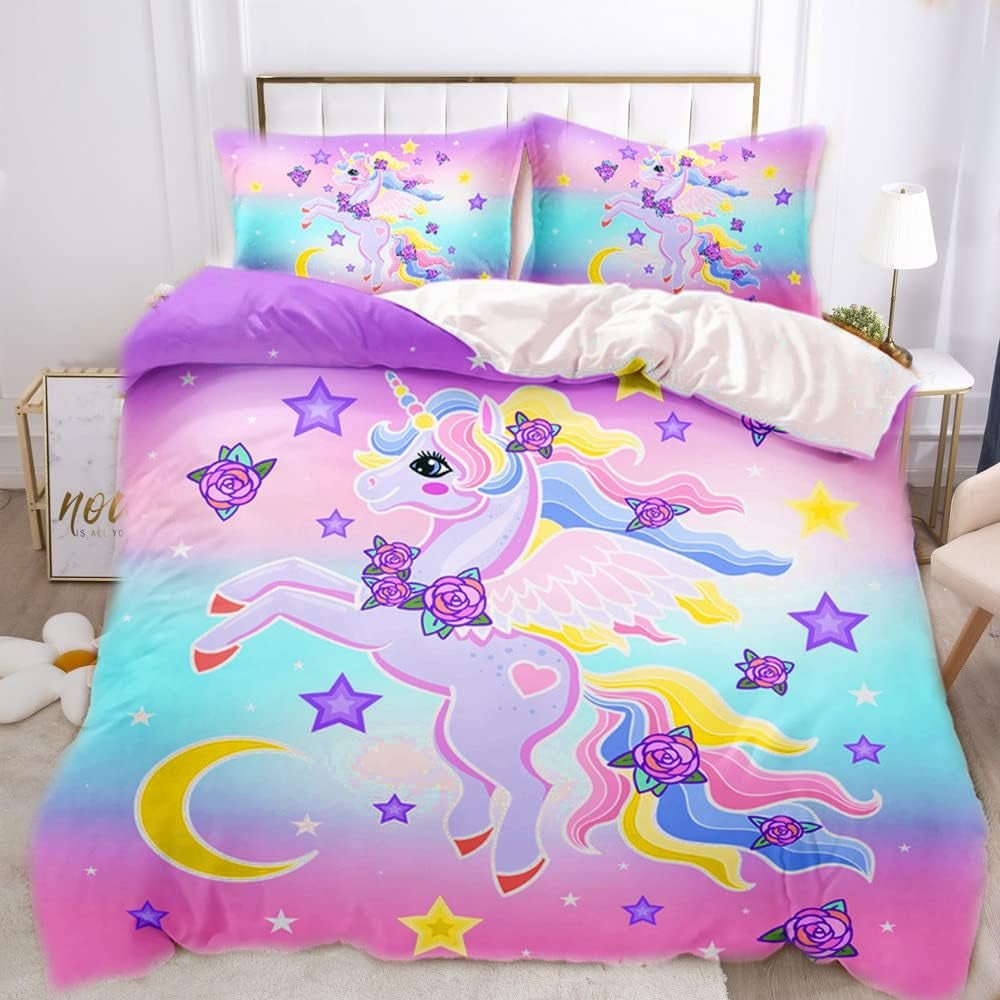 Pościel dla dziewczynki, Jednorożec, 2 poszewki na poduszki Pościel - dziecięca Naty Shop Jednorożec tęczowy wielokolorowy 135×200 cm