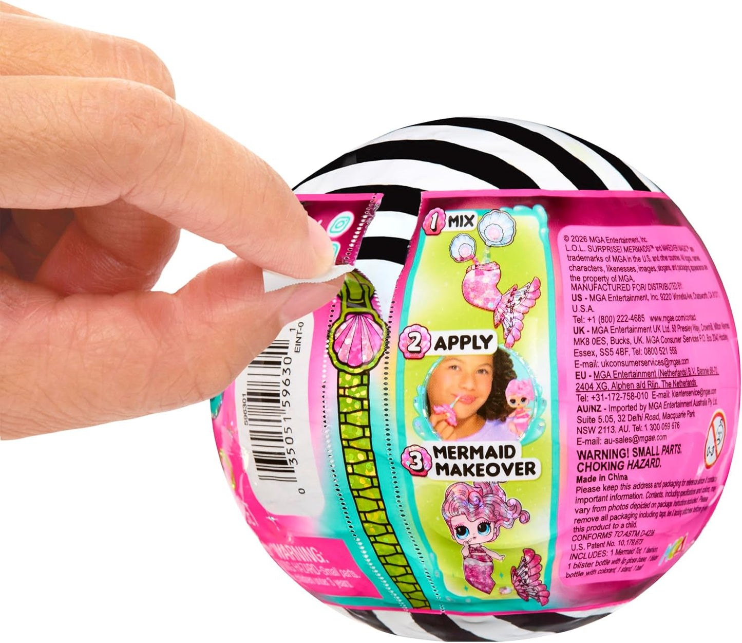 LOL niespodzianka! Mermaids Makeover Magic Tots - Prawdziwy błyszczyk do ust dla Ciebie i Twojej lalki do samodzielnego wykonania, miksowania i tworzenia makijażu, Zabawna zabawa w wodzie, 6 lalek do zebrania - Wiek 4+