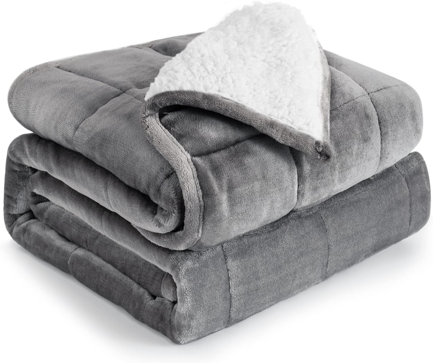 Bawełniany koc obciążany 6,8 kg Queen Size Flanelowy kudłaty koc obciążany Sherpa dla dorosłych Wygodne koce obciążane zapewniające spokój i relaks Ciężkie kołdry 152,4 x 203,2 Naty Shop Kołdry i kołdry Biały/szary 60 X 80 15 Lb