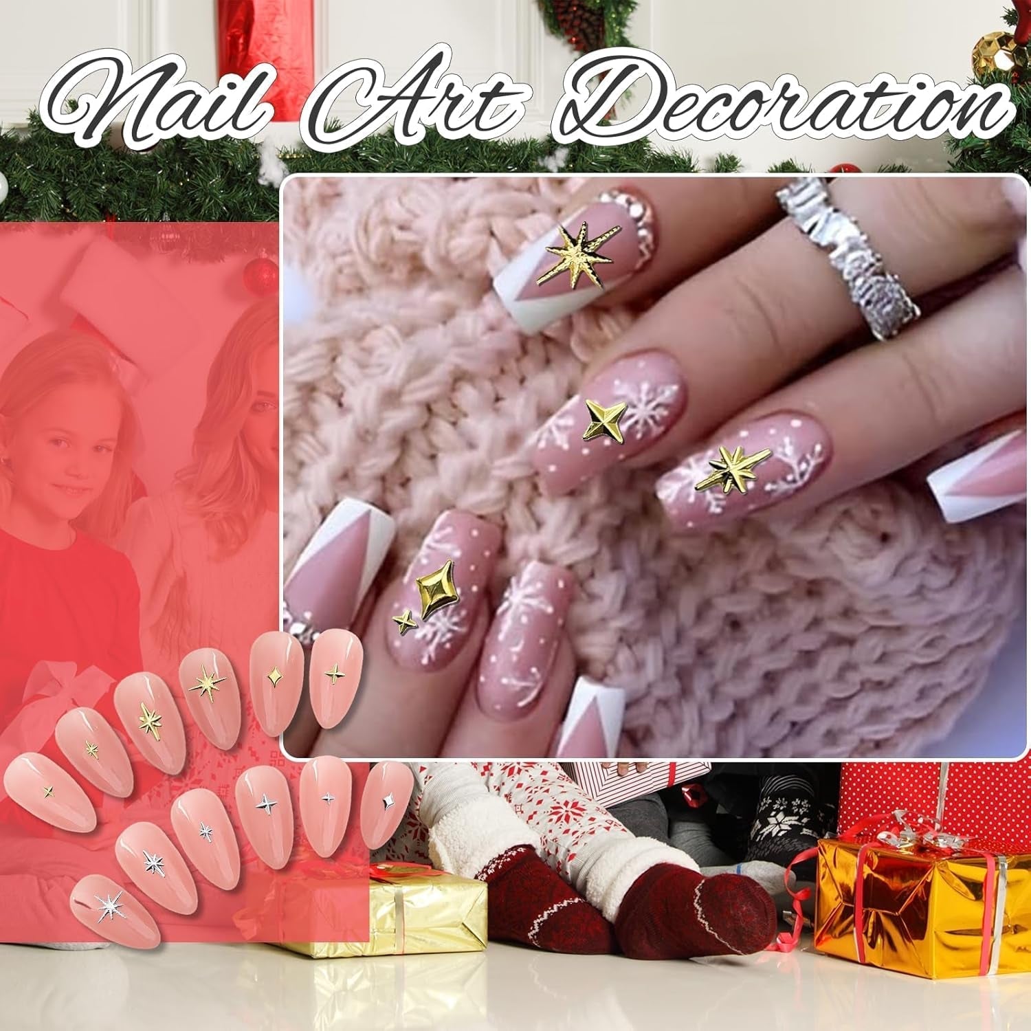 400 sztuk Stern Nail Charms Złoto Srebro, Charms Nägel Zubehör, Nagel Deko, Nail Art Zubehör, Nagel Charms, Nagel Steine, Nail Design, Charms Für Nägel