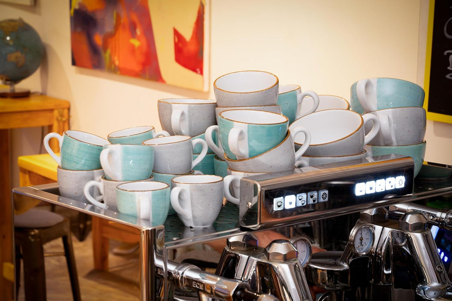 Creatable 34042 Vintage Nature Aqua Series 8-częściowy zestaw obiadowy na 4 porcelanowe filiżanki do kawy Można myć w zmywarce i używać w kuchence mikrofalowej Wyprodukowano w Europie