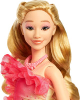 Mattel Wicked Glinda Fashion Doll i akcesoria z blond włosami, różnymi możliwymi pozami i odpinanym wyglądem sukni balowej, HXT63