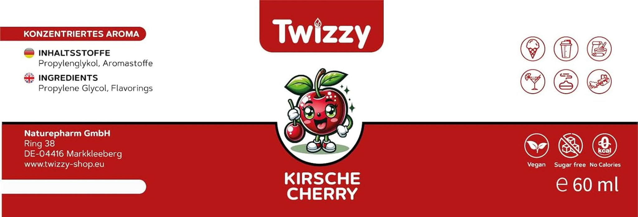 Aromat spożywczy Twizzy Wiśniowy - 60 ml - Intensywny smak - Idealny do wypieków Aromas Naty Shop