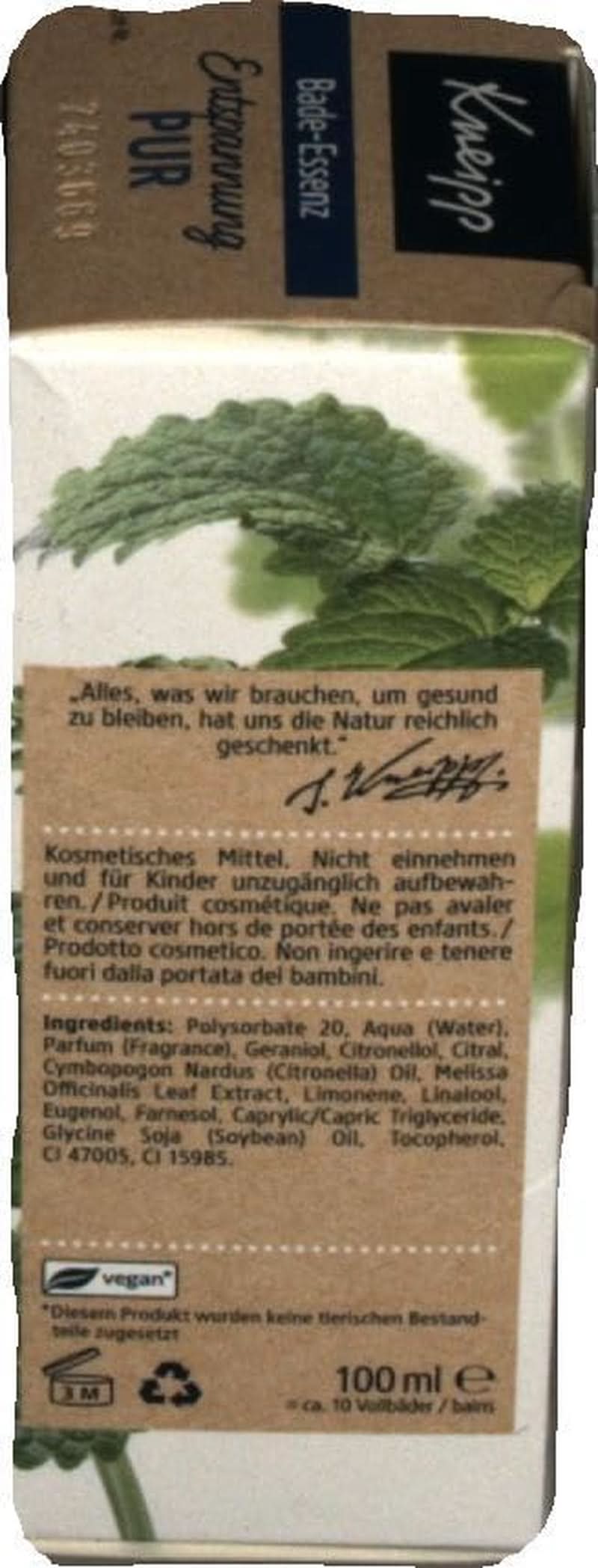 Kneipp Bade, olejek do kąpieli z naturalnym olejkiem eterycznym z melisy indyjskiej i ekstraktem z melisy, 100 ml Naty Shop