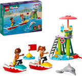Wieża obserwacyjna ratownika LEGO Friends z nartami wodnymi, zabawka dla dzieci, pomysł na prezent dla dziewcząt i chłopców od 5 lat z 2 figurkami i delfinem, zabawka na skuterze wodnym 42623 Zestawy do budowania Besuche den LEGO-Store Domyślny tytuł