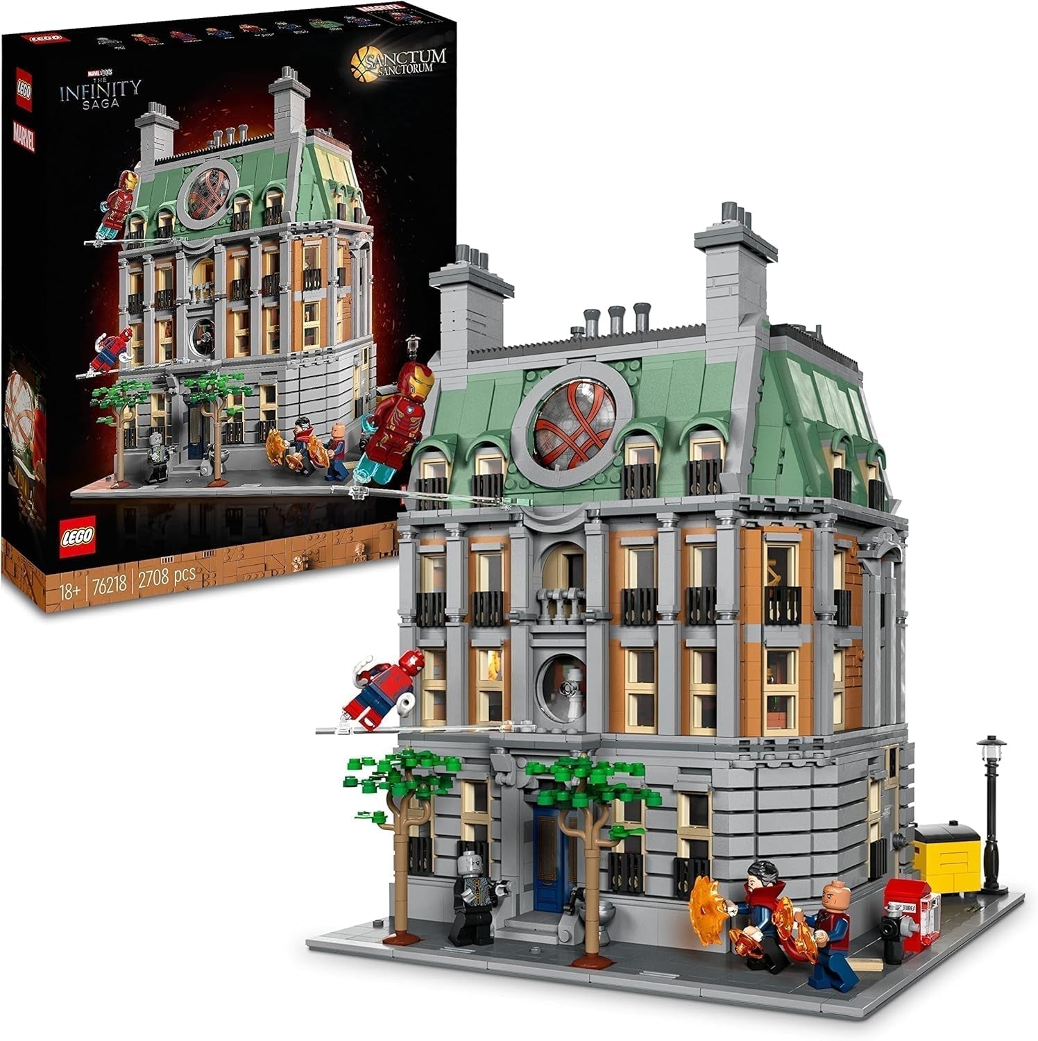 LEGO Marvel Sanctum Sanctorum 3-poziomowy modułowy zestaw do budowania z minifigurkami Doktora Strange'a i Iron Mana Avengers: Endgame Dom zabawek Kolekcjonerski dla fanów Świetny wystrój pokoju 76218 Zestawy do budowania Besuche den LEGO-Store Single