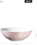 MĘSER Kitchen Time II, Zestaw zastawy stołowej dla 4 osób, Serwis łączony z 16 sztuk w pastelowych kolorach z subtelnym wzorem, Porcelana, Różowy