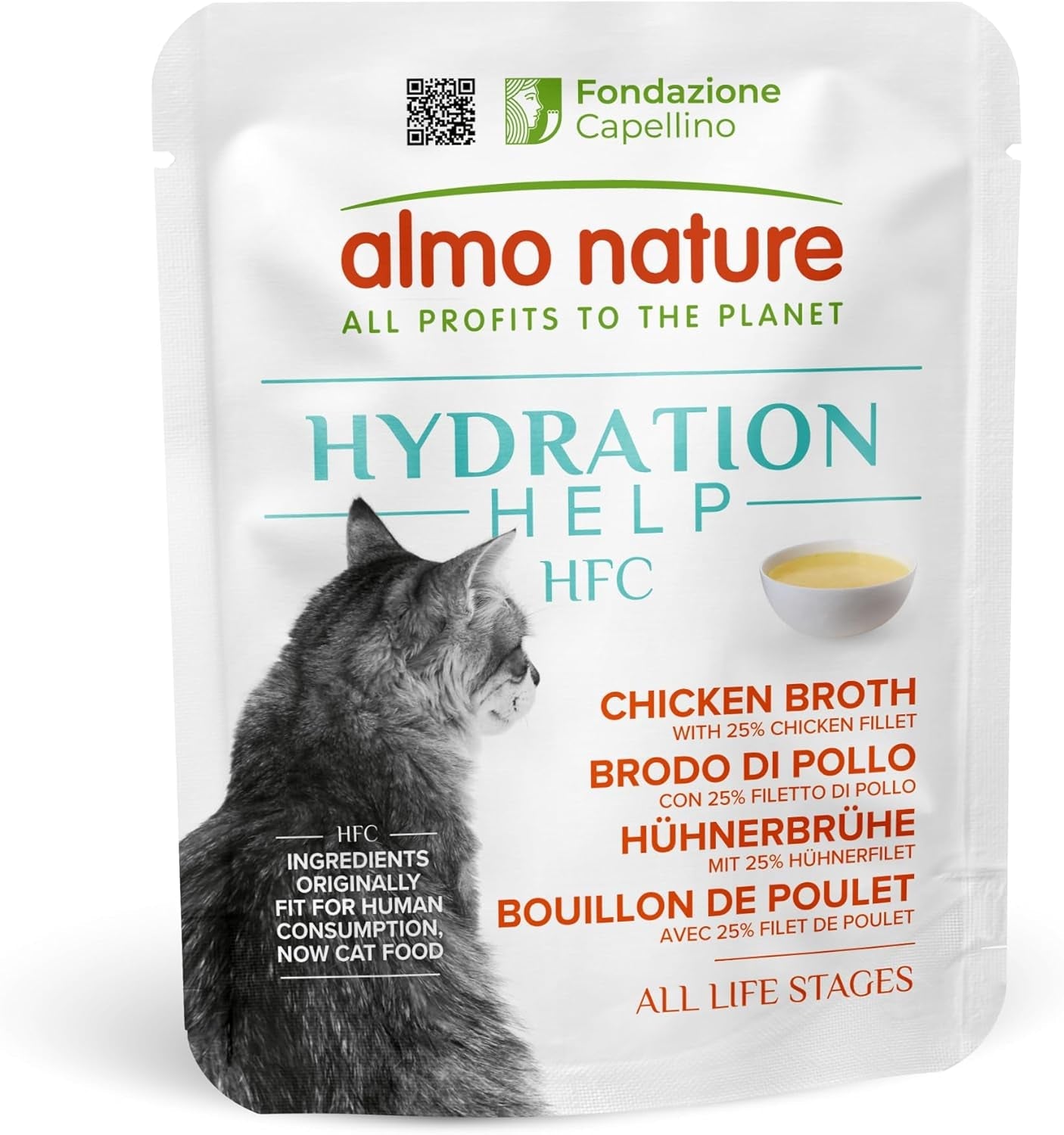 almo nature HFC Hydration Help Mokra karma dla kotów - Zupa z kurczaka i filety z kurczaka - Odpowiednia do spożycia przez ludzi, Bezglutenowa, Monoproteina, 50g, 24 sztuki, 1,2kg