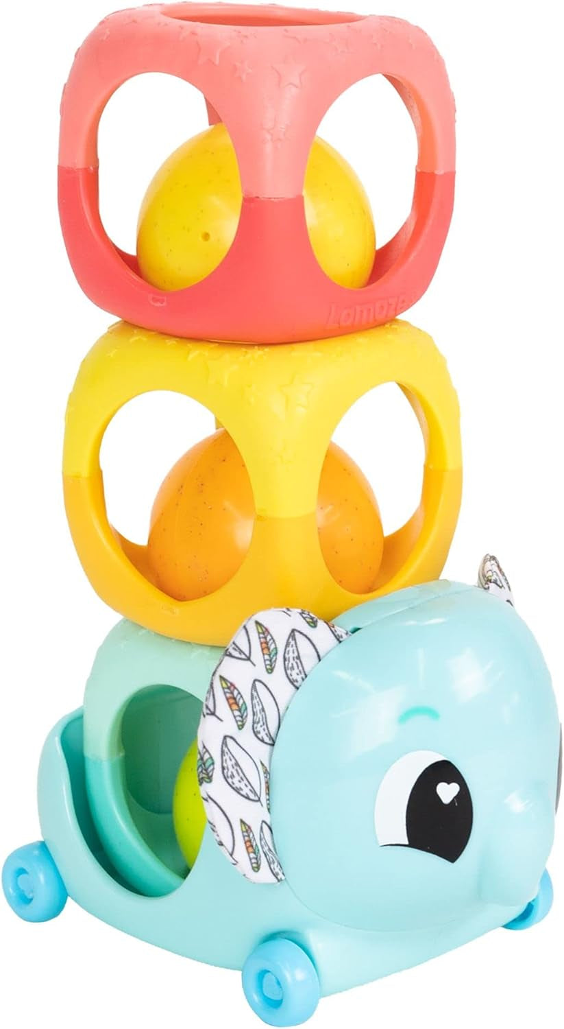 LAMAZE Octivity Time Zabawka sensoryczna dla dzieci Miękka zabawa dla dzieci i odkrywanie Ośmiornica Maluch Odpowiednie dla 6-miesięcznych chłopców i dziewcząt Zabawki dla dzieci w wieku 1 roku Naty Shop Zestaw grzechotek do układania w stosy