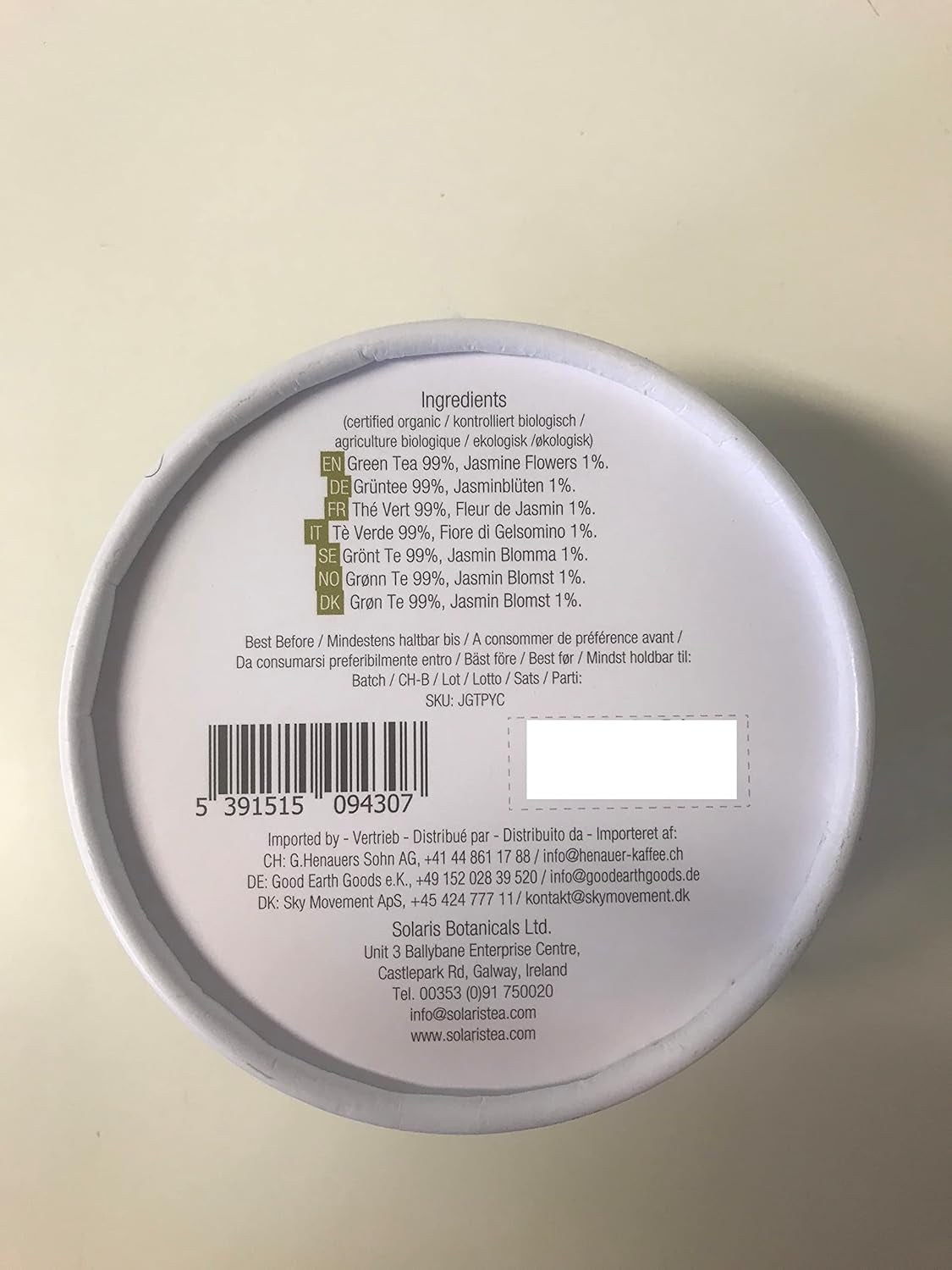 Organiczna zielona herbata jaśminowa 15 jedwabnych torebek z herbatą 1 opakowanie (1 x 30 g)