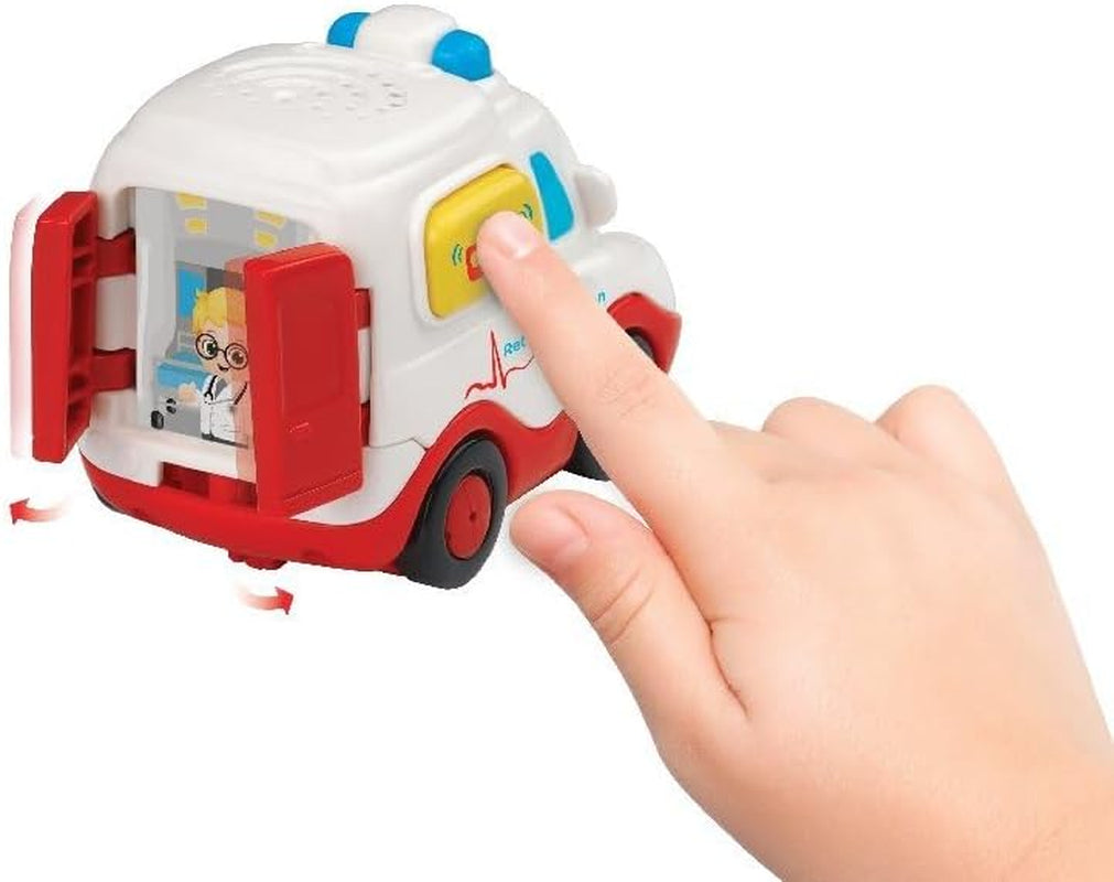 Vtech TUT TUT Baby Flitzer - Ambulans - Autko z muzyką, przyciskiem świetlnym, ciekawymi zdaniami i dźwiękami - Dla dzieci w wieku 1-5 lat, 8,8 x 5,5 x 7 cm Bebe Toys Naty Shop
