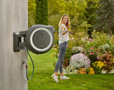 Gardena PowerRoll XXL Solo Bezprzewodowy ścienny pojemnik na wąż: automatyczny bęben na wąż z wężem ogrodowym o długości 40 m, prowadnicą węża i systemem RollControl, zasilany akumulatorowo, odporny na promieniowanie UV i mróz (18647-55)