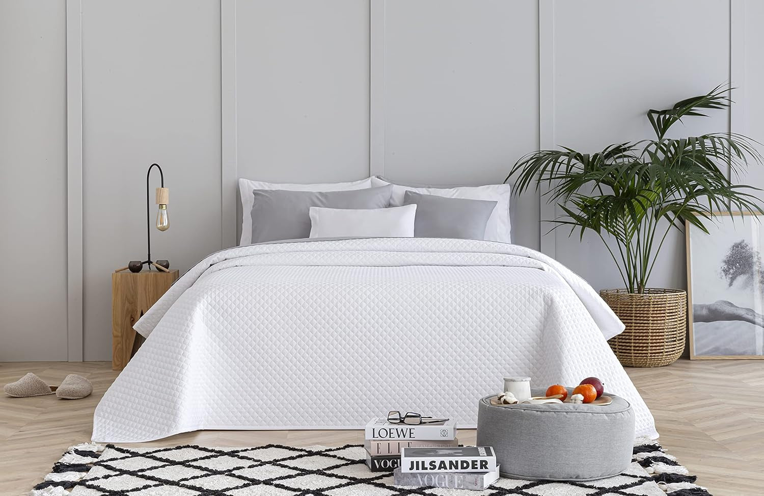 Todocama Fine Boutique Narzuta z wzorem w romby Wiosna Lato Jesień Zima 100% wyjątkowo miękka wielofunkcyjna narzuta z mikrofibry 105-200 X 260 cm Beżowe Łóżka i koce Besuche den Todocama-Store Biały Cama 80/90 - 180X260 cm