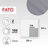 - Jednorazowe serwetki papierowe, Idealne do przystawek i koktajli, Opakowanie 100 serwetek, Rozmiar 24X24, Złożone 4 razy, 2 warstwy, Kolor szary, Papier celulozowy 100%, Certyfikat Fsc