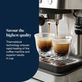 De'Longhi Classic EM450.M ekspres do kawy z kolbą, profesjonalnym spieniaczem do mleka, w całości z metalu, 15 barów, zbiornik na wodę 1,7 l, stal nierdzewna/metal