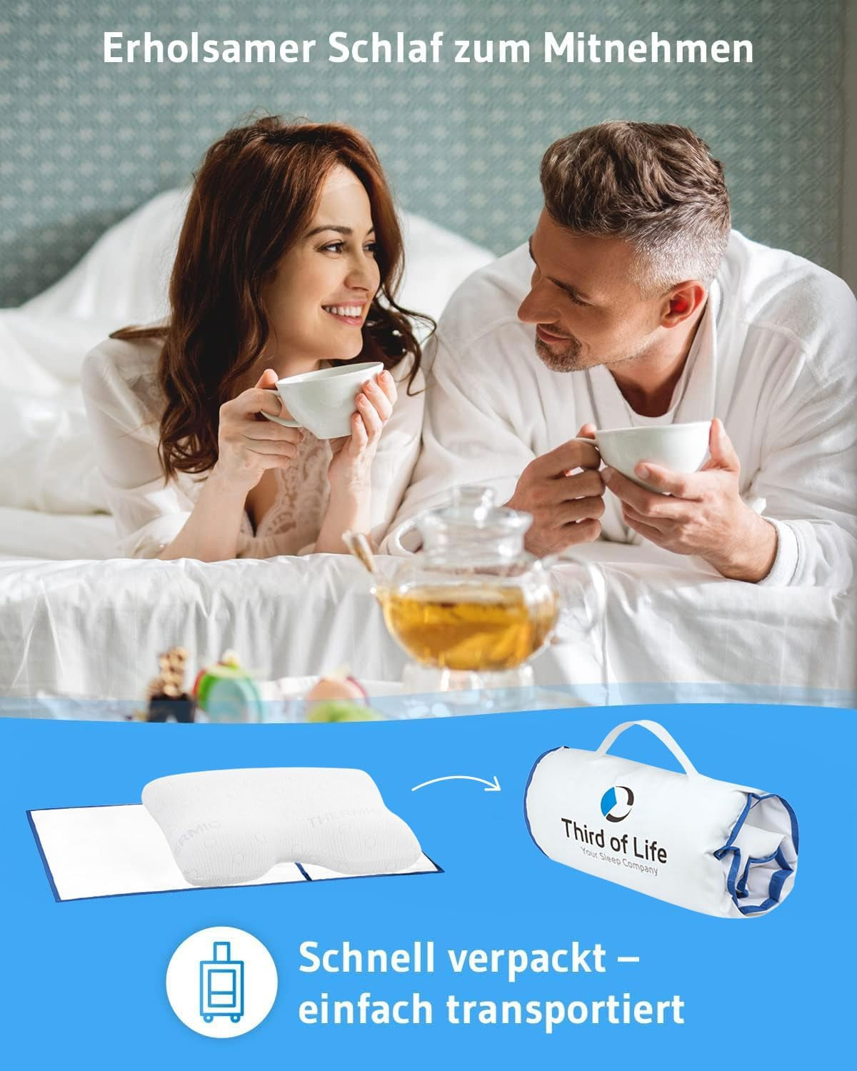Poduszka do spania na boku GIANFAR | Ortopedyczna poduszka podtrzymująca szyję | Ultra świeża pianka z pamięcią kształtu na ból gardła i migrenę | Osłona termoregulacyjna | Poduszka do spania na boku z kręgosłupem szyjnym 55X40X12/10 cm Poduszki ortopedyczne szyjne Naty Shop