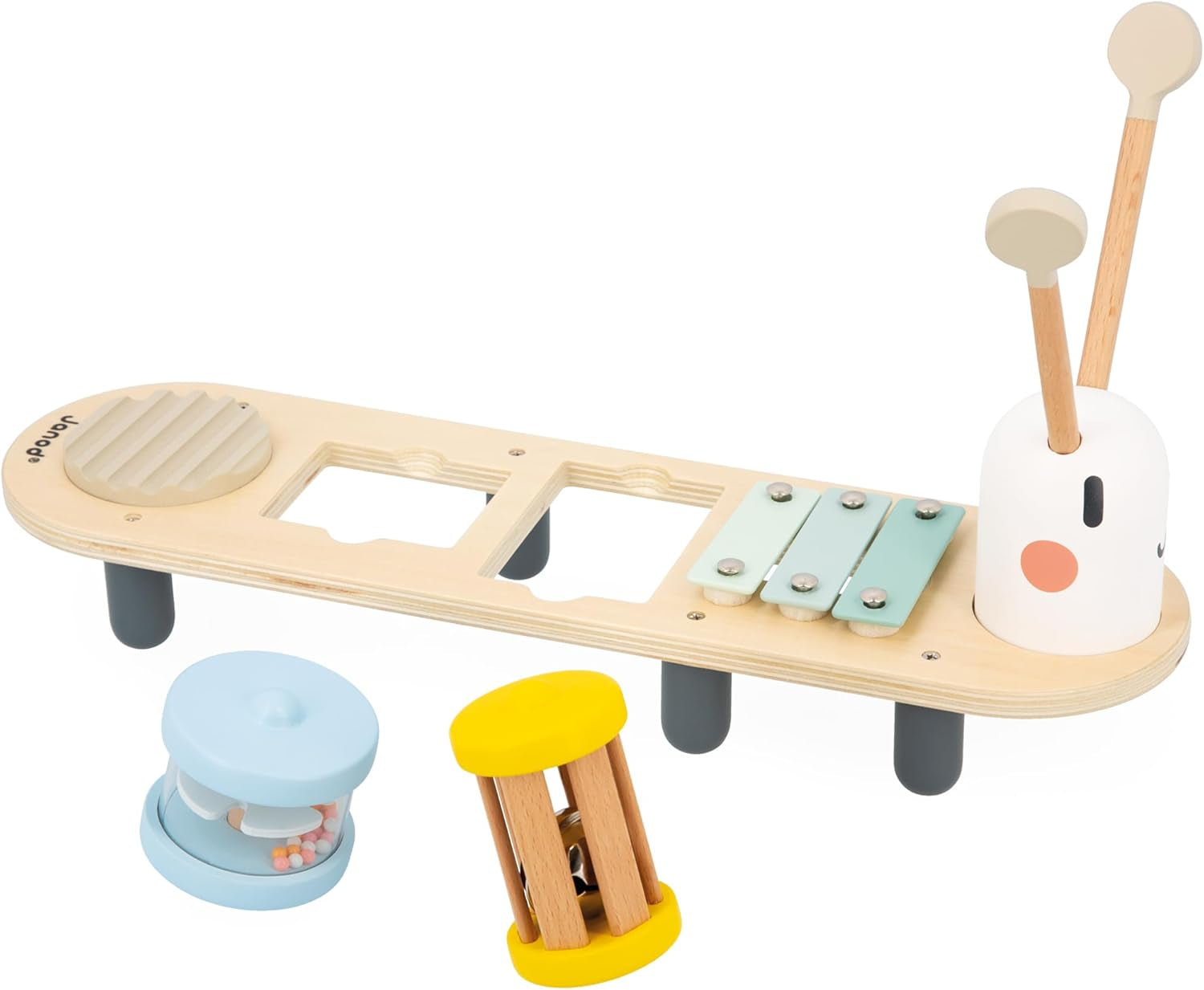 Janod - Utwory muzyczne Sweet Cocoon - 5 muzycznych zajęć dla dzieci - Wczesna edukacja muzyczna - Drewniana zabawka FSC - Od 12 miesiąca, J04058 Baby Toys Naty Shop