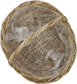 Rattanowy kosz na kwiaty Dehner z rączką, ok. 46 x 39 x 18 cm, tkanina rattanowa, szaro-brązowy