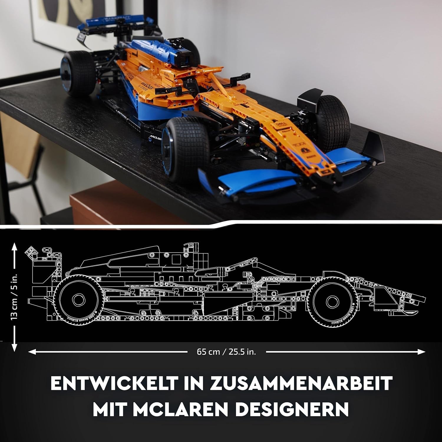 Lego Technic Samochód wyścigowy Formuły 1 McLaren — dorosły model F1 z silnikiem V6 i układem kierowniczym — Prezent dla fanów sportów motorowych i kolekcjonerów — 42141 Zestawy do budowania Besuche den LEGO-Store