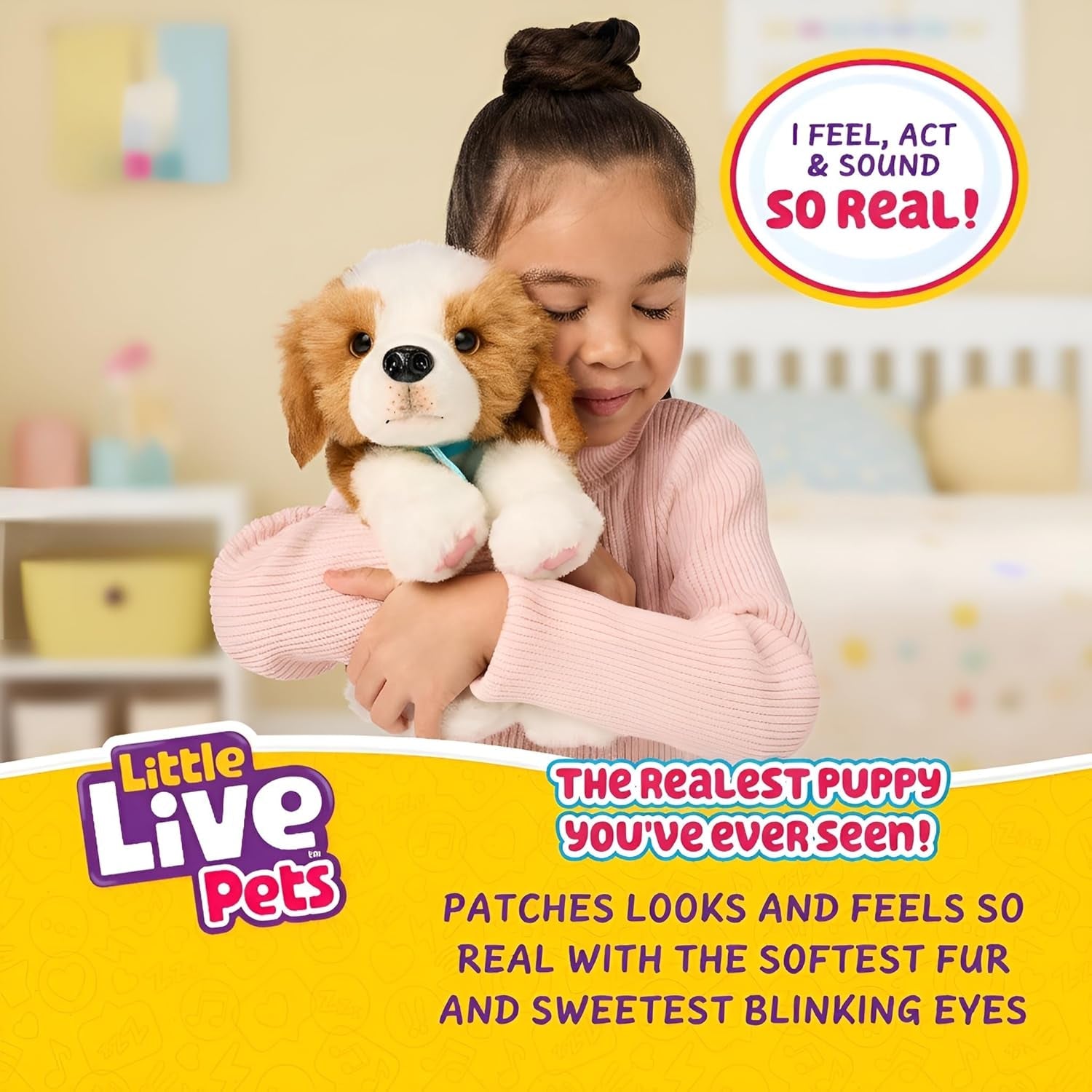 Little Live Pets Mój naprawdę prawdziwy szczeniak – naszywki; Interaktywny szczeniak; ponad 60 dźwięków/reakcji; realistyczny wygląd; 1 z 72 wariantów; zestaw do zabawy z torbą; baterie w zestawie; wiek 5+